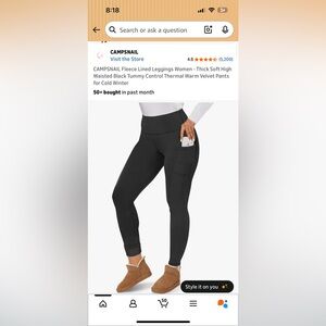 NEW Women’s Fleece Lined Thermal Pocket Leggings Black